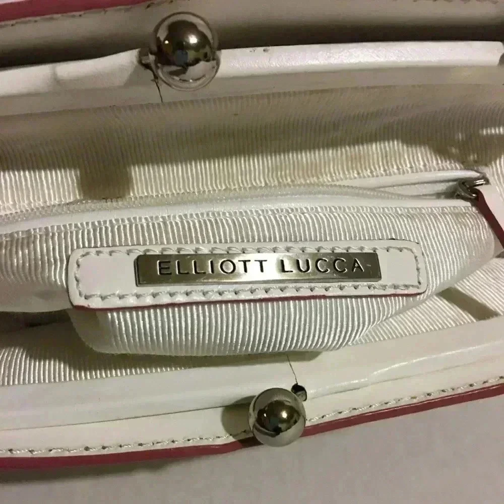 Elliott Lucca White Woven leather Handel bag